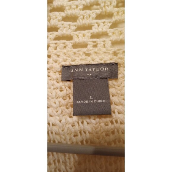 Ann Taylor Ivory loose knit open front cardigan - Picture 7 of 9